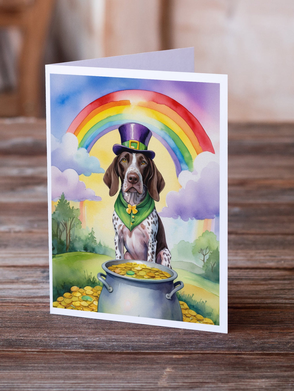 German Shorthaired Pointer St Patrick's Day Greeting Cards Pack of 8 Blank Cards with Envelopes Whimsical A7 Size 5x7