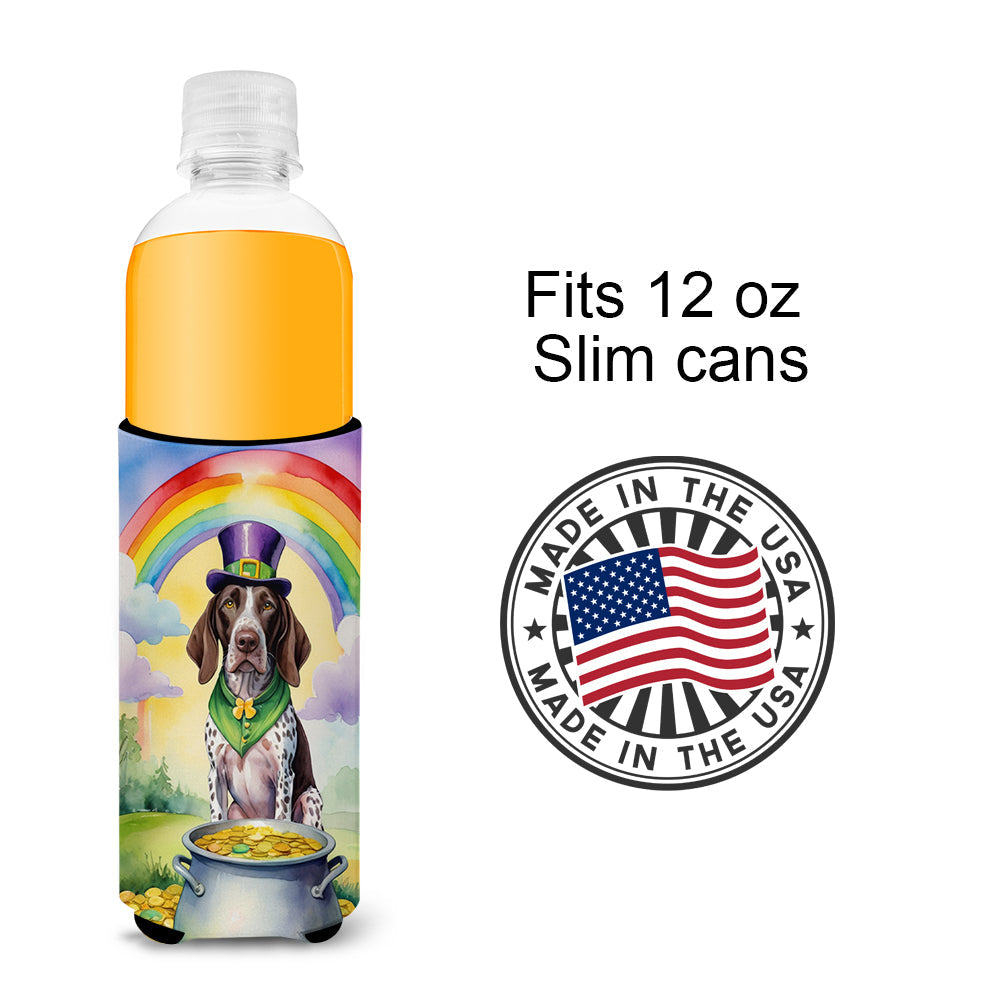 German Shorthaired Pointer St Patrick's Day Slim Can Hugger , Insulated Foam Hugger for 12 oz Slim Cans, Beer Bottles & Water Bottles, Printed in USA