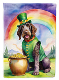 German Wirehaired Pointer St Patrick's Day House Flag 28x40 Porch Sleeve Pole Decorative Outside Yard Banner Artwork Wall Hanging, Polyester