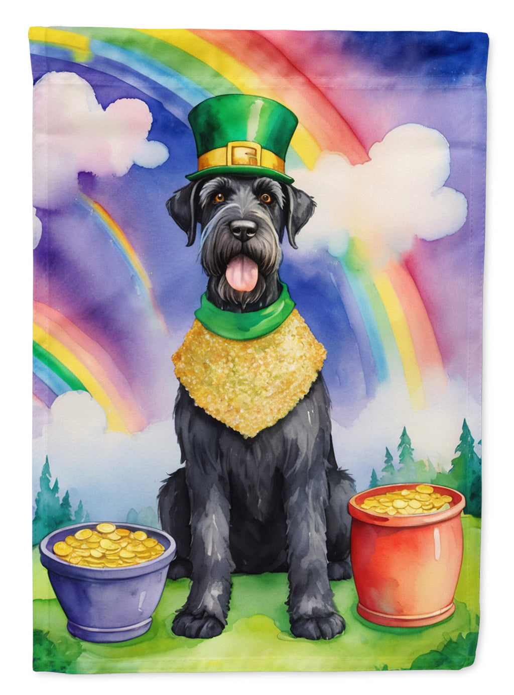 Giant Schnauzer St Patrick's Day House Flag 28x40 Porch Sleeve Pole Decorative Outside Yard Banner Artwork Wall Hanging, Polyester