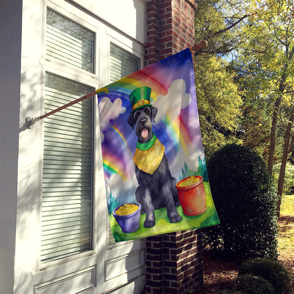 Giant Schnauzer St Patrick's Day House Flag 28x40 Porch Sleeve Pole Decorative Outside Yard Banner Artwork Wall Hanging, Polyester