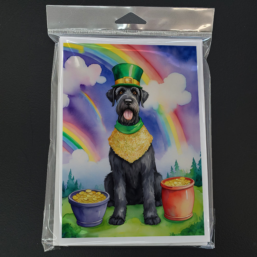 Giant Schnauzer St Patrick's Day Greeting Cards Pack of 8 Blank Cards with Envelopes Whimsical A7 Size 5x7