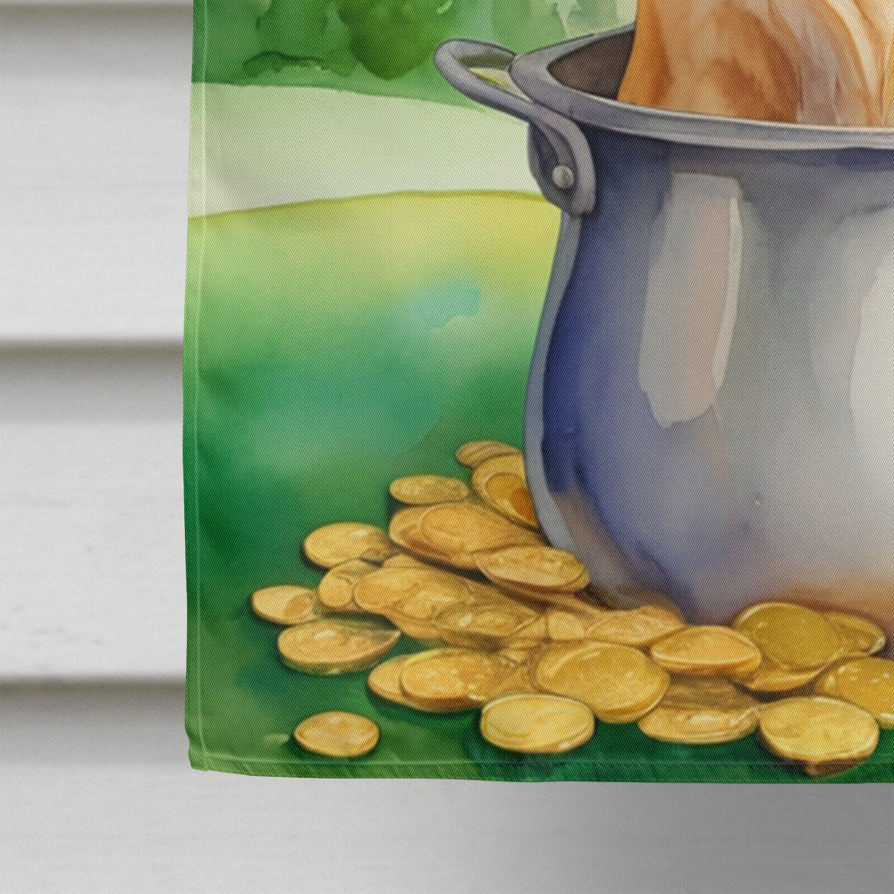 Golden Retriever St Patrick's Day House Flag 28x40 Porch Sleeve Pole Decorative Outside Yard Banner Artwork Wall Hanging, Polyester