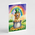 Golden Retriever St Patrick's Day Greeting Cards Pack of 8 Blank Cards with Envelopes Whimsical A7 Size 5x7