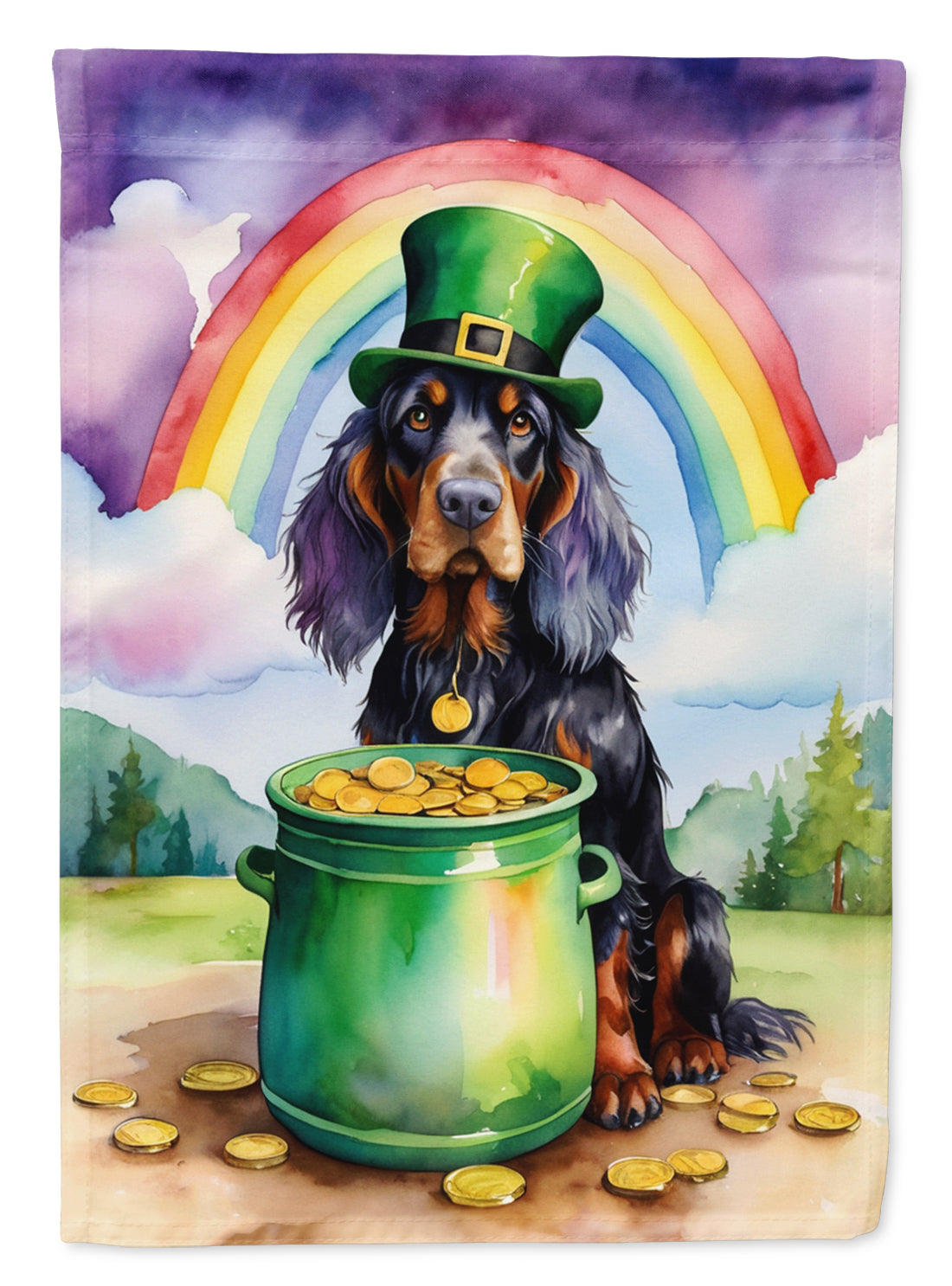 Gordon Setter St Patrick's Day House Flag 28x40 Porch Sleeve Pole Decorative Outside Yard Banner Artwork Wall Hanging, Polyester