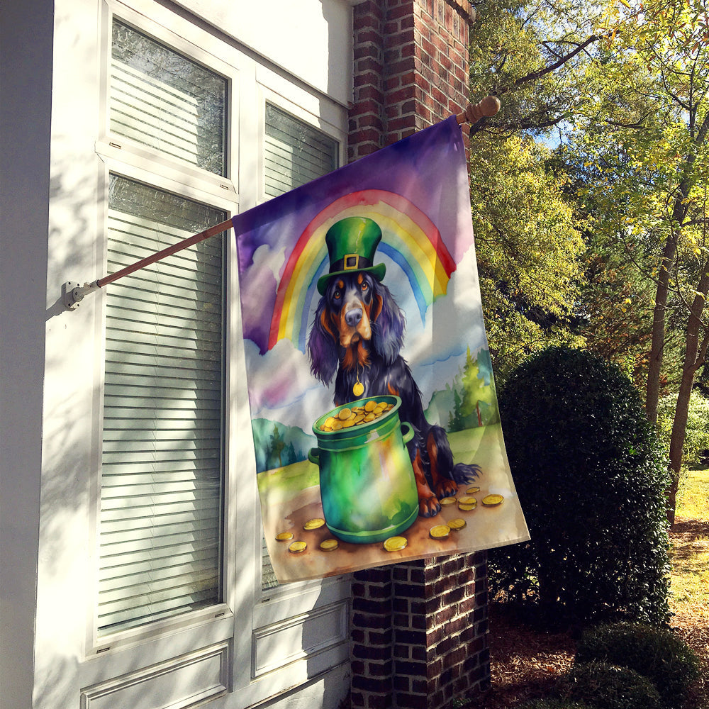 Gordon Setter St Patrick's Day House Flag 28x40 Porch Sleeve Pole Decorative Outside Yard Banner Artwork Wall Hanging, Polyester