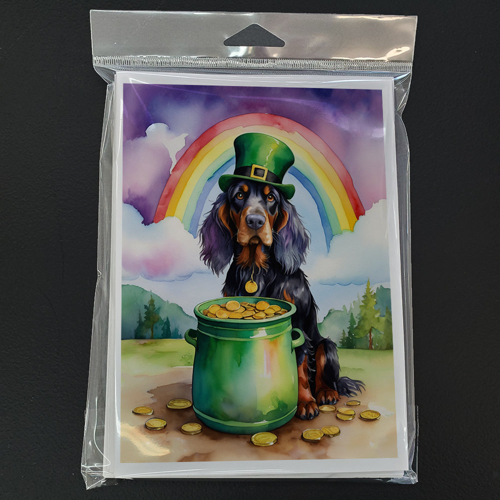 Gordon Setter St Patrick's Day Greeting Cards Pack of 8 Blank Cards with Envelopes Whimsical A7 Size 5x7