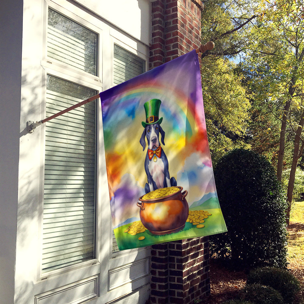 Great Dane St Patrick's Day House Flag 28x40 Porch Sleeve Pole Decorative Outside Yard Banner Artwork Wall Hanging, Polyester
