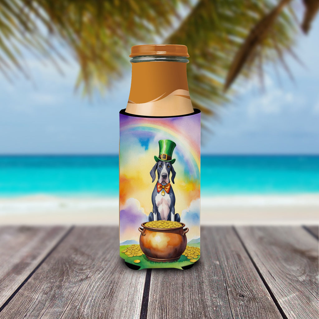 Great Dane St Patrick's Day Slim Can Hugger , Insulated Foam Hugger for 12 oz Slim Cans, Beer Bottles & Water Bottles, Printed in USA