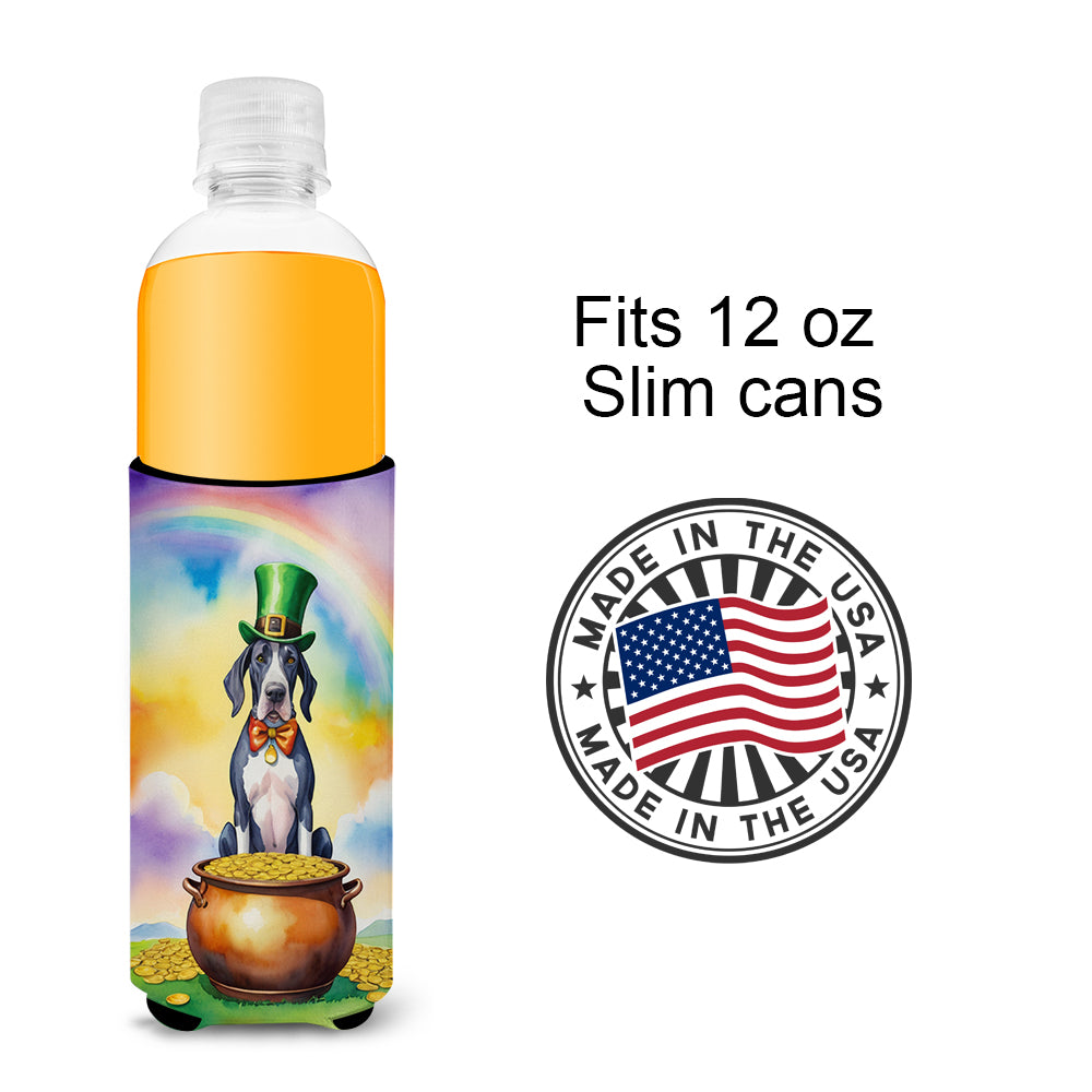 Great Dane St Patrick's Day Slim Can Hugger , Insulated Foam Hugger for 12 oz Slim Cans, Beer Bottles & Water Bottles, Printed in USA