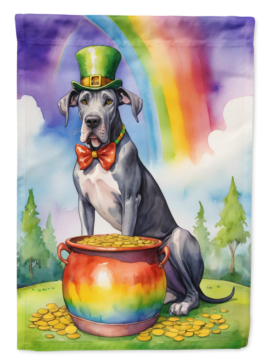 Great Dane St Patrick's Day House Flag 28x40 Porch Sleeve Pole Decorative Outside Yard Banner Artwork Wall Hanging, Polyester