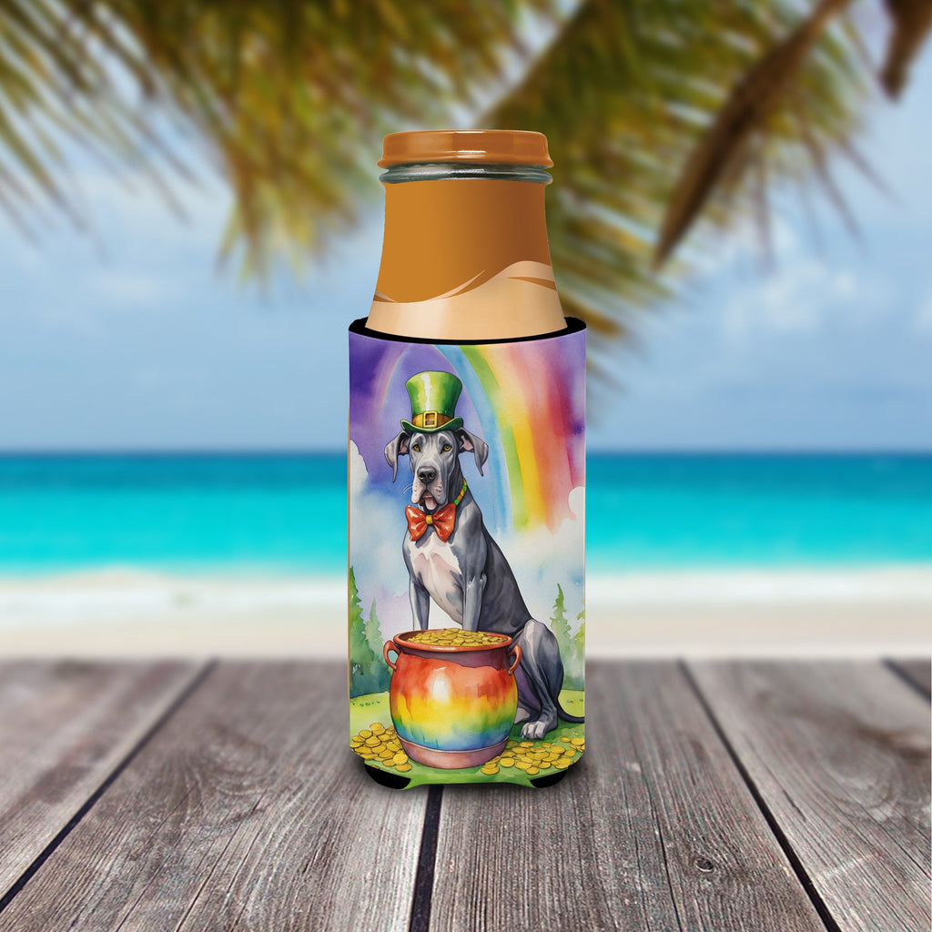Great Dane St Patrick's Day Slim Can Hugger , Insulated Foam Hugger for 12 oz Slim Cans, Beer Bottles & Water Bottles, Printed in USA