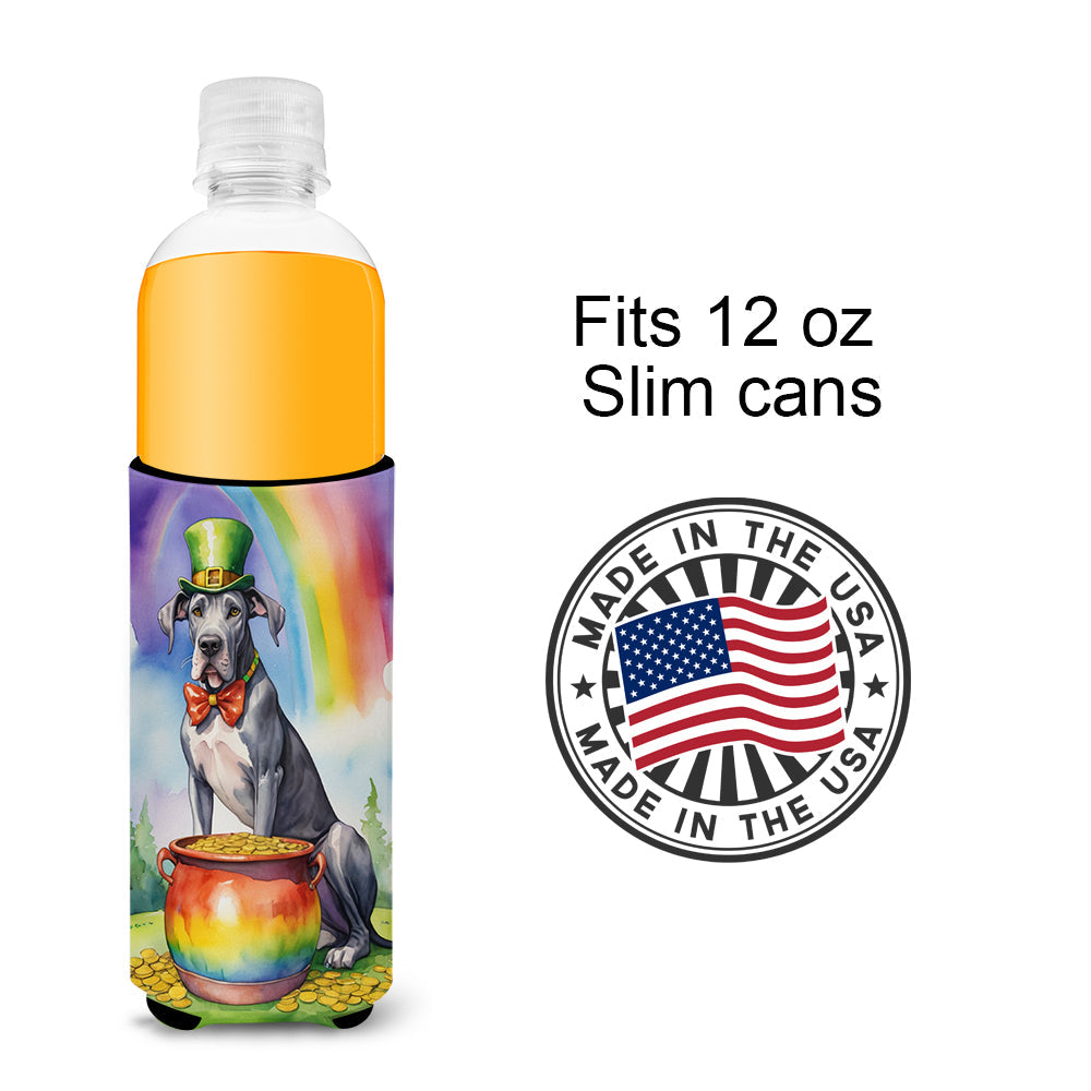 Great Dane St Patrick's Day Slim Can Hugger , Insulated Foam Hugger for 12 oz Slim Cans, Beer Bottles & Water Bottles, Printed in USA
