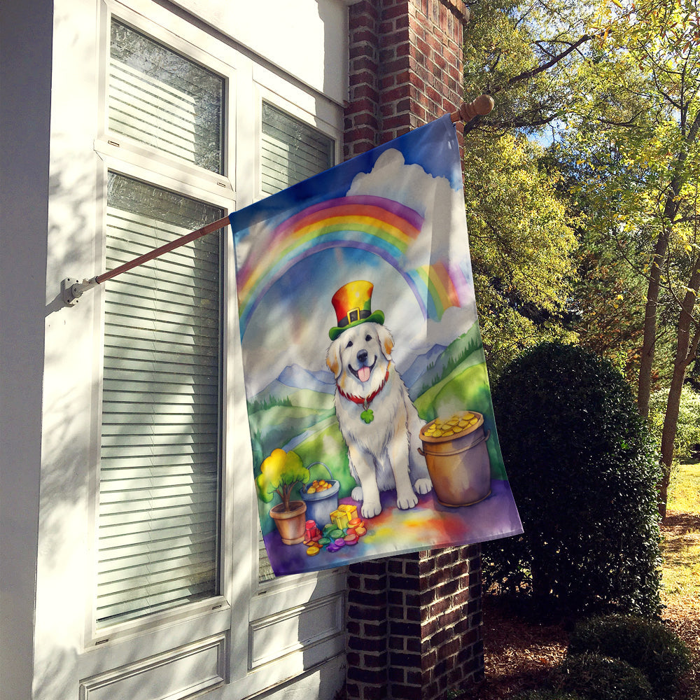 Great Pyrenees St Patrick's Day House Flag 28x40 Porch Sleeve Pole Decorative Outside Yard Banner Artwork Wall Hanging, Polyester