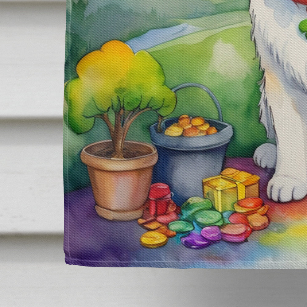 Great Pyrenees St Patrick's Day House Flag 28x40 Porch Sleeve Pole Decorative Outside Yard Banner Artwork Wall Hanging, Polyester