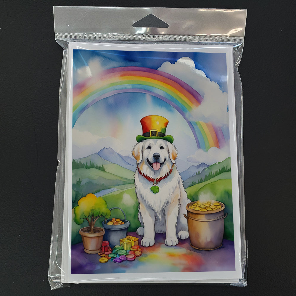 Great Pyrenees St Patrick's Day Greeting Cards Pack of 8 Blank Cards with Envelopes Whimsical A7 Size 5x7