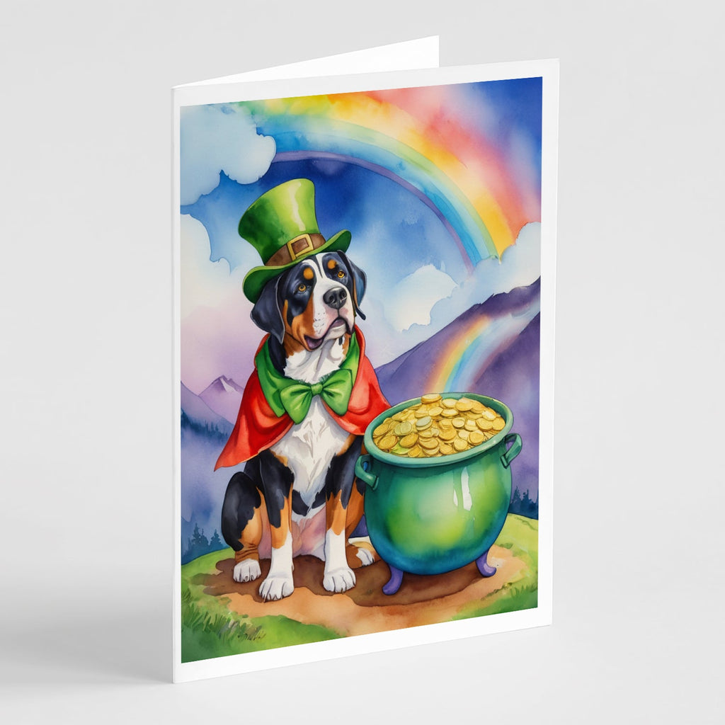 Greater Swiss Mountain Dog St Patrick's Day Greeting Cards Pack of 8 Blank Cards with Envelopes Whimsical A7 Size 5x7