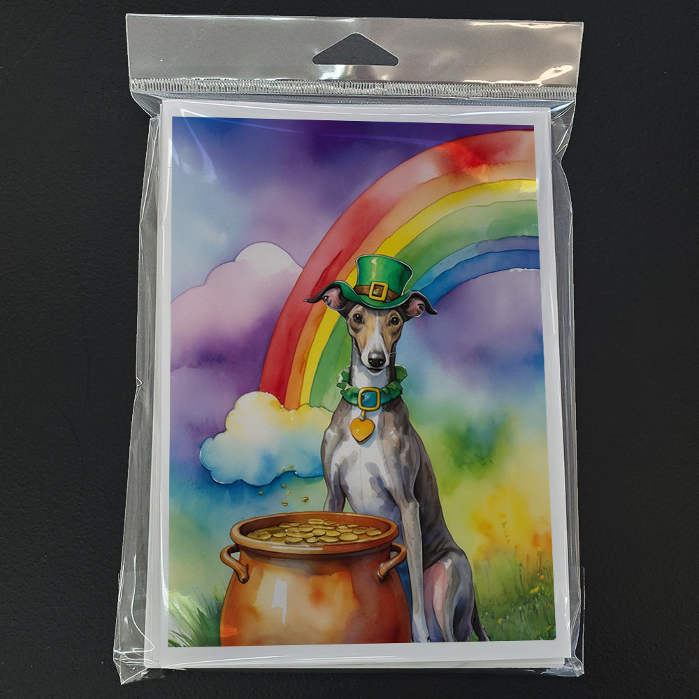 Greyhound St Patrick's Day Greeting Cards Pack of 8 Blank Cards with Envelopes Whimsical A7 Size 5x7