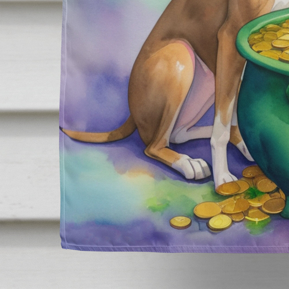 Greyhound St Patrick's Day House Flag 28x40 Porch Sleeve Pole Decorative Outside Yard Banner Artwork Wall Hanging, Polyester