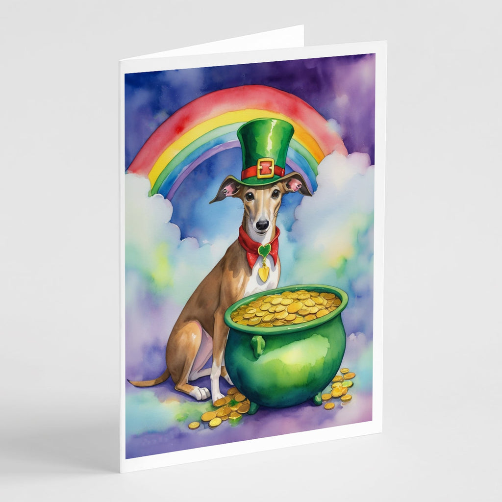 Greyhound St Patrick's Day Greeting Cards Pack of 8 Blank Cards with Envelopes Whimsical A7 Size 5x7