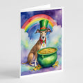 Greyhound St Patrick's Day Greeting Cards Pack of 8 Blank Cards with Envelopes Whimsical A7 Size 5x7