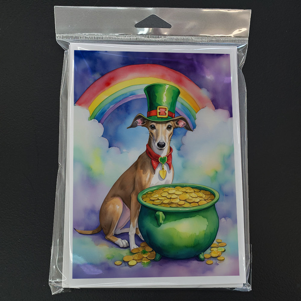 Greyhound St Patrick's Day Greeting Cards Pack of 8 Blank Cards with Envelopes Whimsical A7 Size 5x7