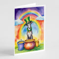 Greyhound St Patrick's Day Greeting Cards Pack of 8 Blank Cards with Envelopes Whimsical A7 Size 5x7