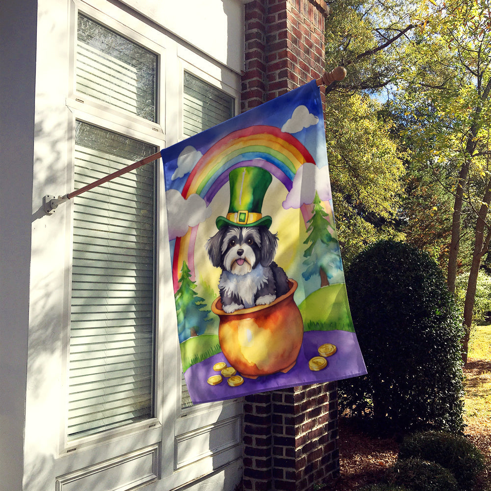 Havanese St Patrick's Day House Flag 28x40 Porch Sleeve Pole Decorative Outside Yard Banner Artwork Wall Hanging, Polyester