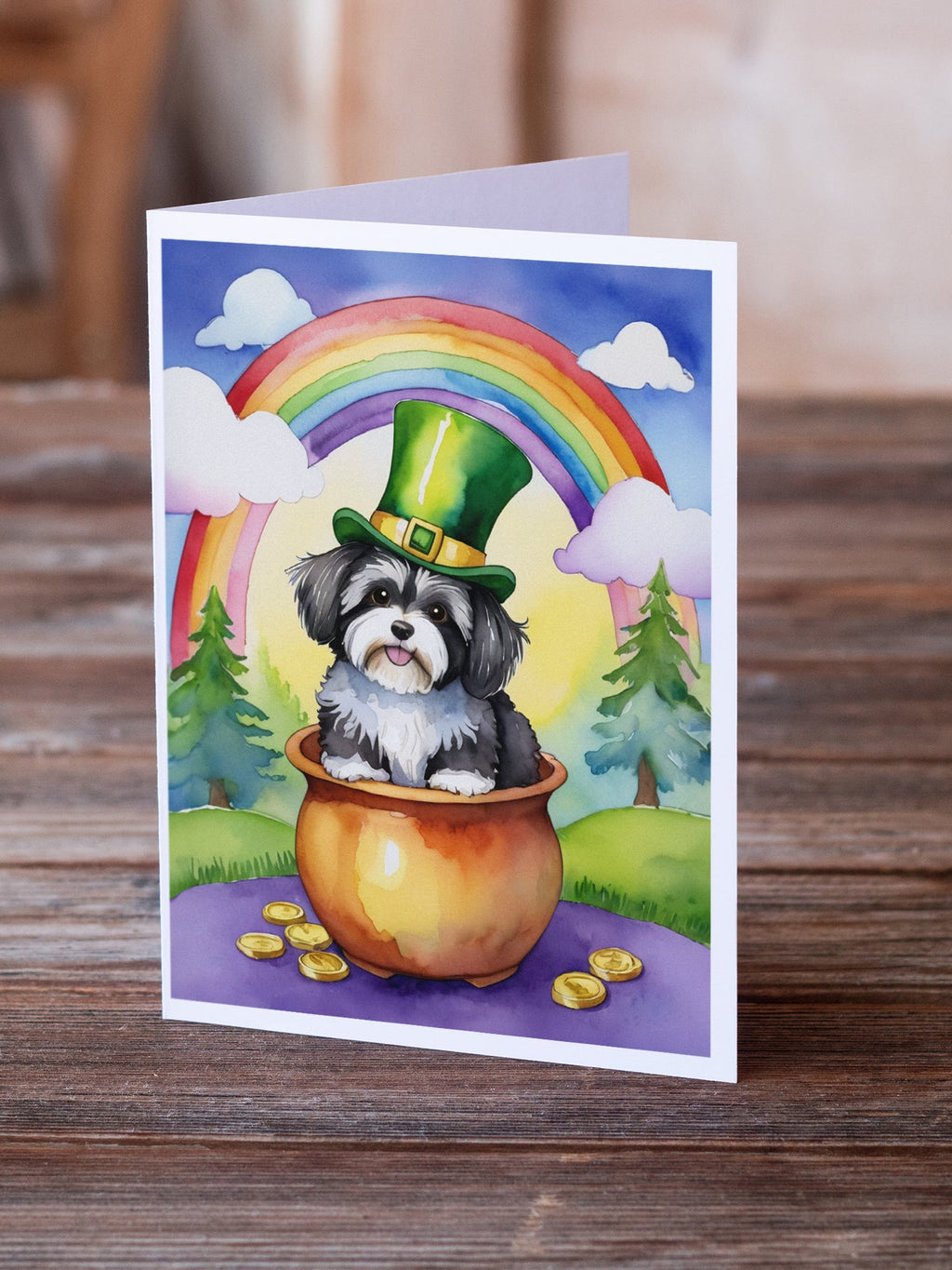 Havanese St Patrick's Day Greeting Cards Pack of 8 Blank Cards with Envelopes Whimsical A7 Size 5x7