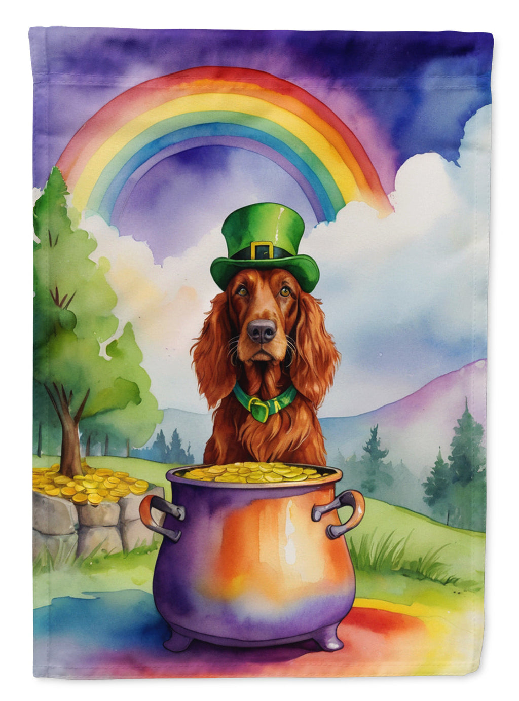 Irish Setter St Patrick's Day House Flag 28x40 Porch Sleeve Pole Decorative Outside Yard Banner Artwork Wall Hanging, Polyester
