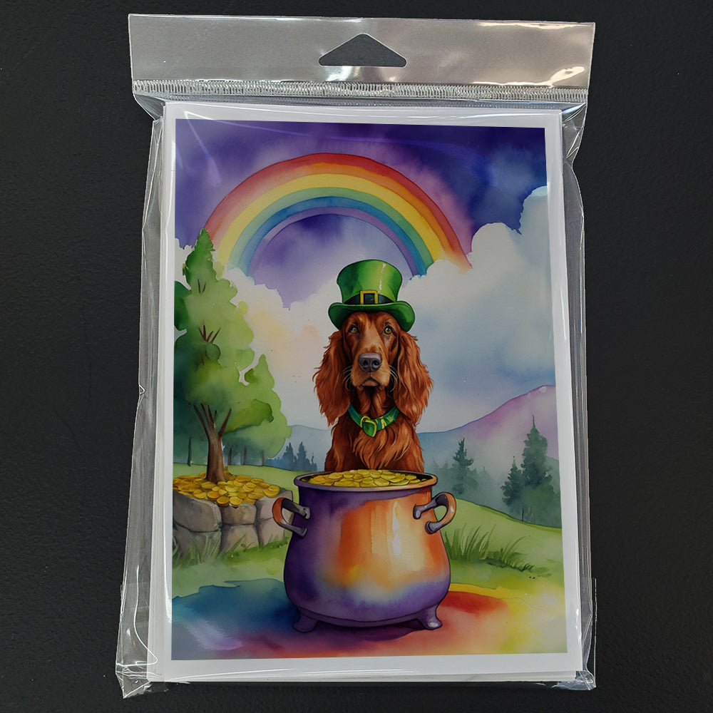 Irish Setter St Patrick's Day Greeting Cards Pack of 8 Blank Cards with Envelopes Whimsical A7 Size 5x7