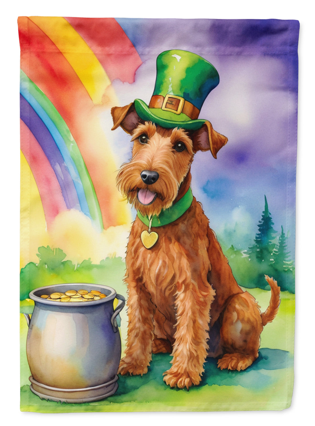 Irish Terrier St Patrick's Day House Flag 28x40 Porch Sleeve Pole Decorative Outside Yard Banner Artwork Wall Hanging, Polyester
