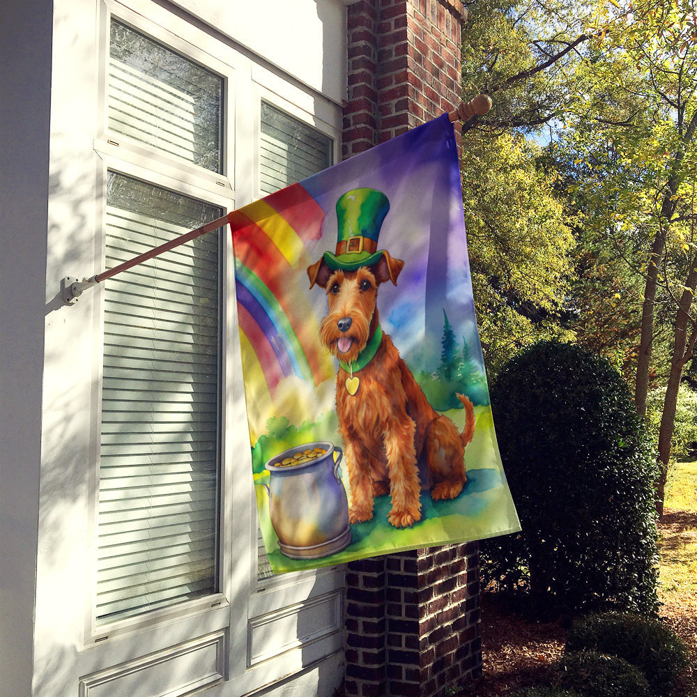 Irish Terrier St Patrick's Day House Flag 28x40 Porch Sleeve Pole Decorative Outside Yard Banner Artwork Wall Hanging, Polyester