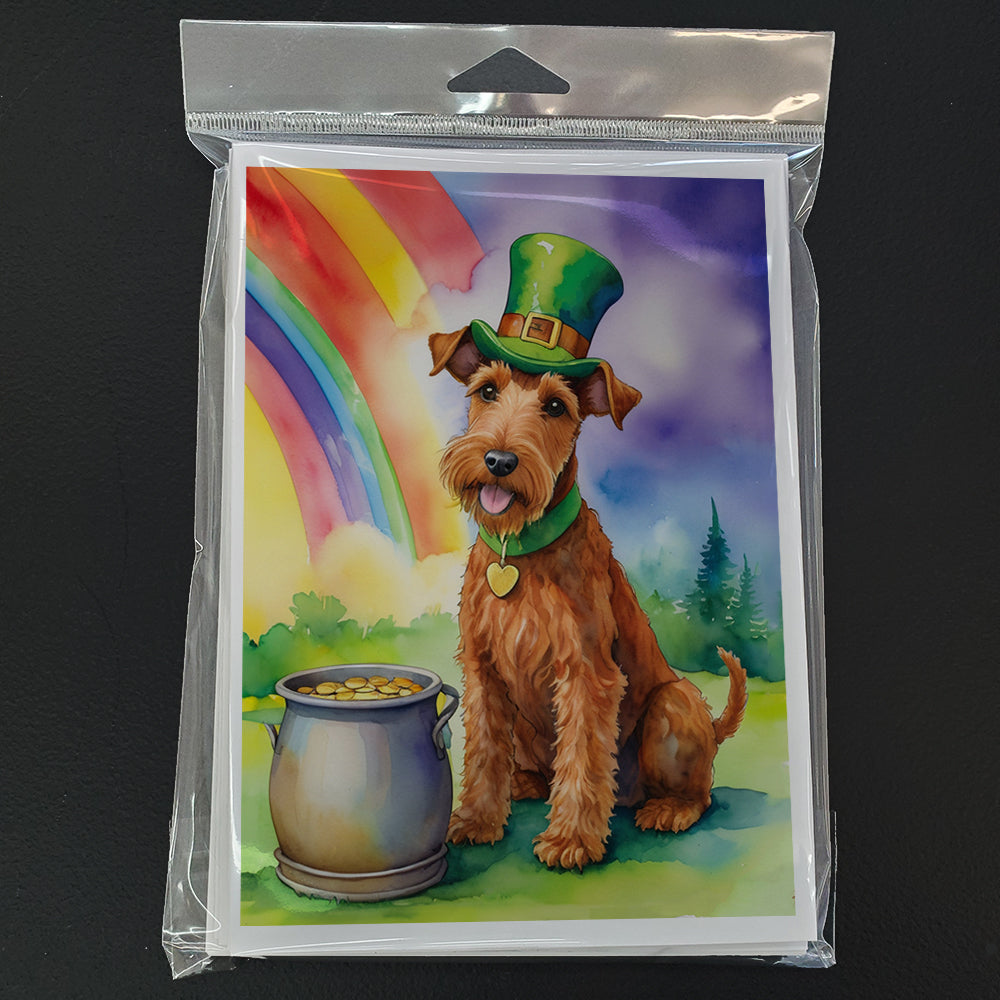Irish Terrier St Patrick's Day Greeting Cards Pack of 8 Blank Cards with Envelopes Whimsical A7 Size 5x7