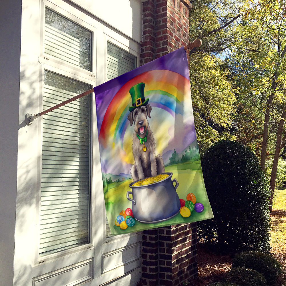 Irish Wolfhound St Patrick's Day House Flag 28x40 Porch Sleeve Pole Decorative Outside Yard Banner Artwork Wall Hanging, Polyester