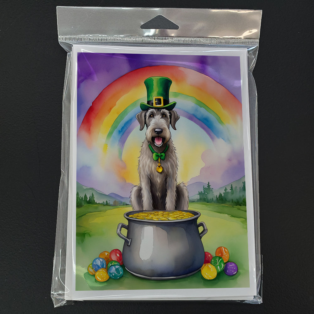 Irish Wolfhound St Patrick's Day Greeting Cards Pack of 8 Blank Cards with Envelopes Whimsical A7 Size 5x7