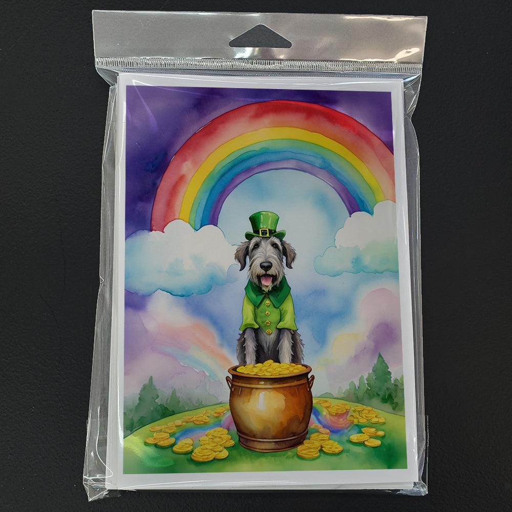 Irish Wolfhound St Patrick's Day Greeting Cards Pack of 8 Blank Cards with Envelopes Whimsical A7 Size 5x7