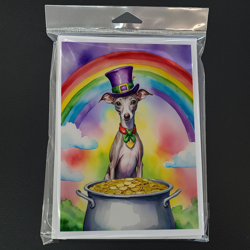 Italian Greyhound St Patrick's Day Greeting Cards Pack of 8 Blank Cards with Envelopes Whimsical A7 Size 5x7