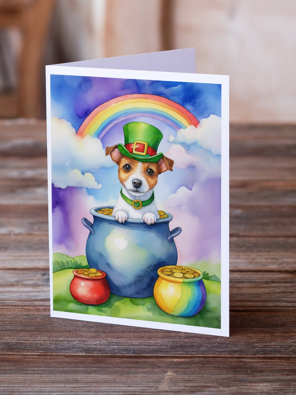 Jack Russell Terrier St Patrick's Day Greeting Cards Pack of 8 Blank Cards with Envelopes Whimsical A7 Size 5x7