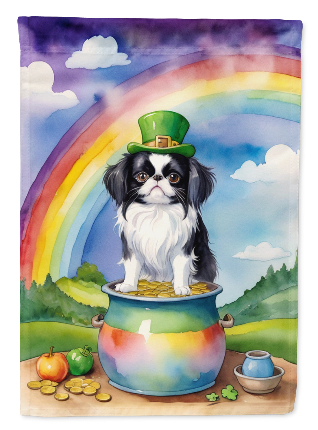 Japanese Chin St Patrick's Day House Flag 28x40 Porch Sleeve Pole Decorative Outside Yard Banner Artwork Wall Hanging, Polyester