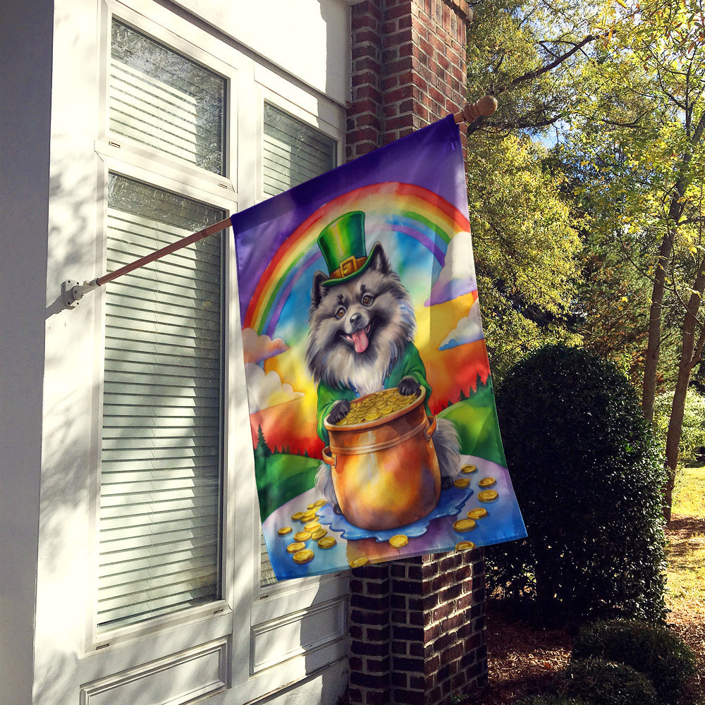 Keeshond St Patrick's Day House Flag 28x40 Porch Sleeve Pole Decorative Outside Yard Banner Artwork Wall Hanging, Polyester