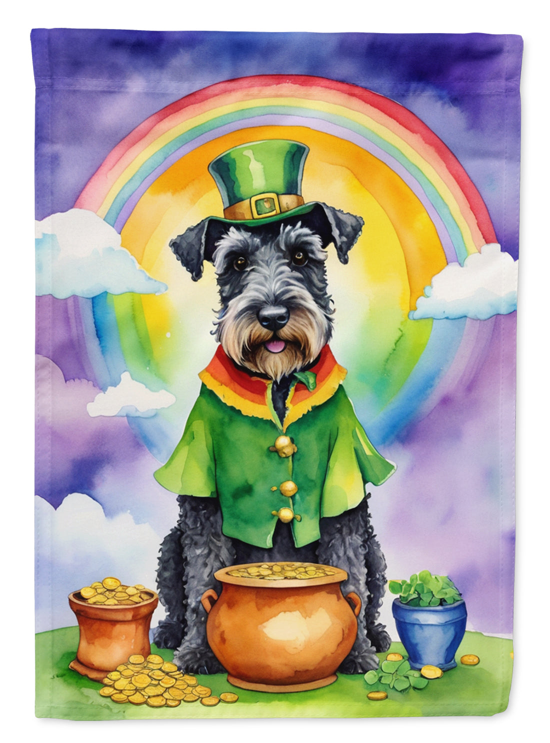 Kerry Blue Terrier St Patrick's Day House Flag 28x40 Porch Sleeve Pole Decorative Outside Yard Banner Artwork Wall Hanging, Polyester