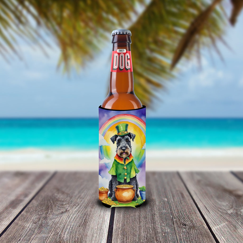 Kerry Blue Terrier St Patrick's Day Slim Can Hugger , Insulated Foam Hugger for 12 oz Slim Cans, Beer Bottles & Water Bottles, Printed in USA