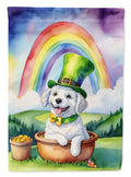 Kuvasz St Patrick's Day House Flag 28x40 Porch Sleeve Pole Decorative Outside Yard Banner Artwork Wall Hanging, Polyester