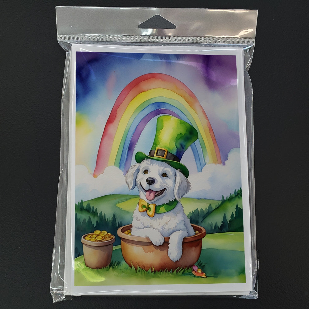 Kuvasz St Patrick's Day Greeting Cards Pack of 8 Blank Cards with Envelopes Whimsical A7 Size 5x7
