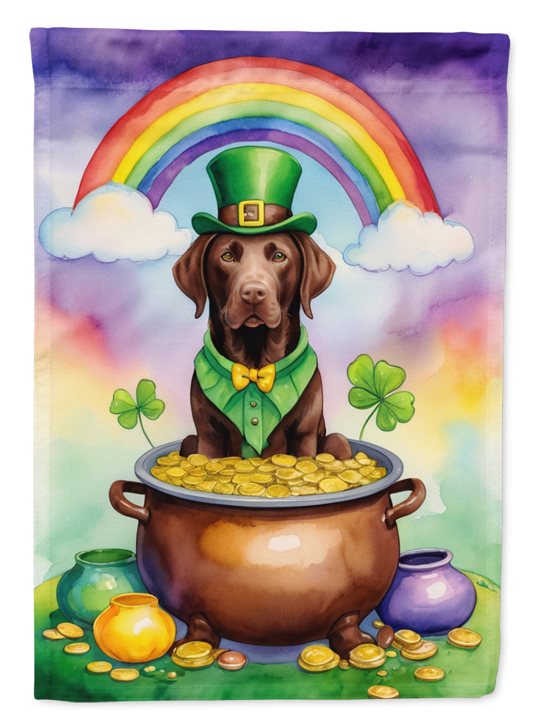 Labrador Retriever St Patrick's Day House Flag 28x40 Porch Sleeve Pole Decorative Outside Yard Banner Artwork Wall Hanging, Polyester