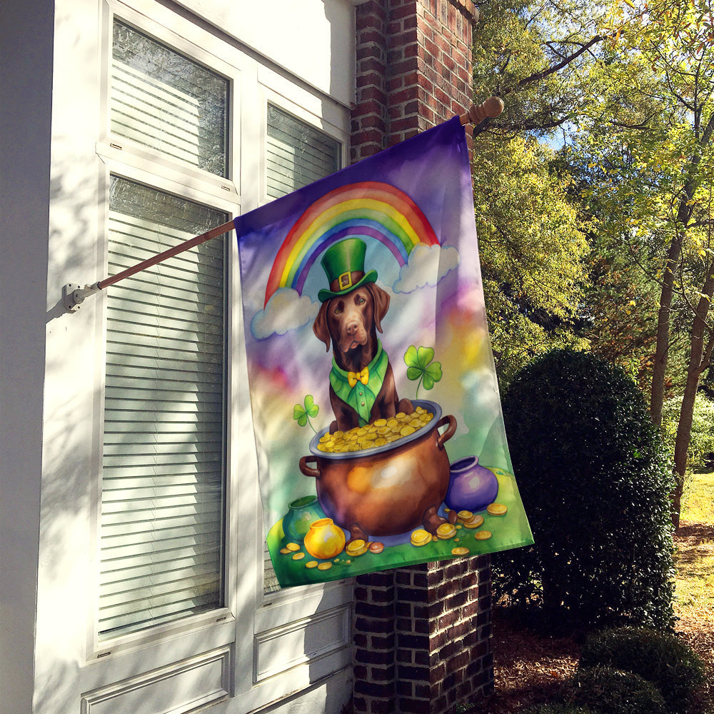 Labrador Retriever St Patrick's Day House Flag 28x40 Porch Sleeve Pole Decorative Outside Yard Banner Artwork Wall Hanging, Polyester