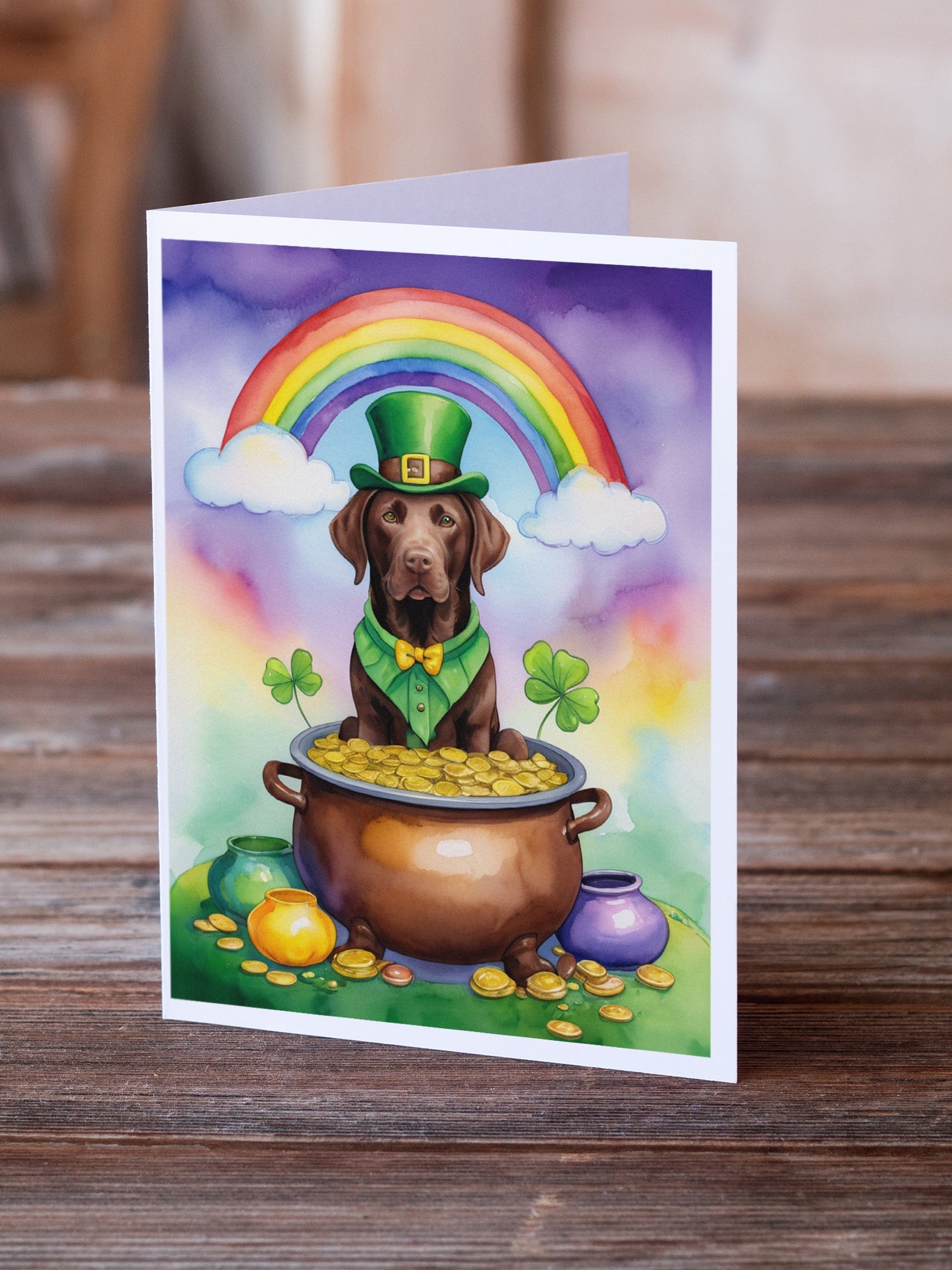 Labrador Retriever St Patrick's Day Greeting Cards Pack of 8 Blank Cards with Envelopes Whimsical A7 Size 5x7