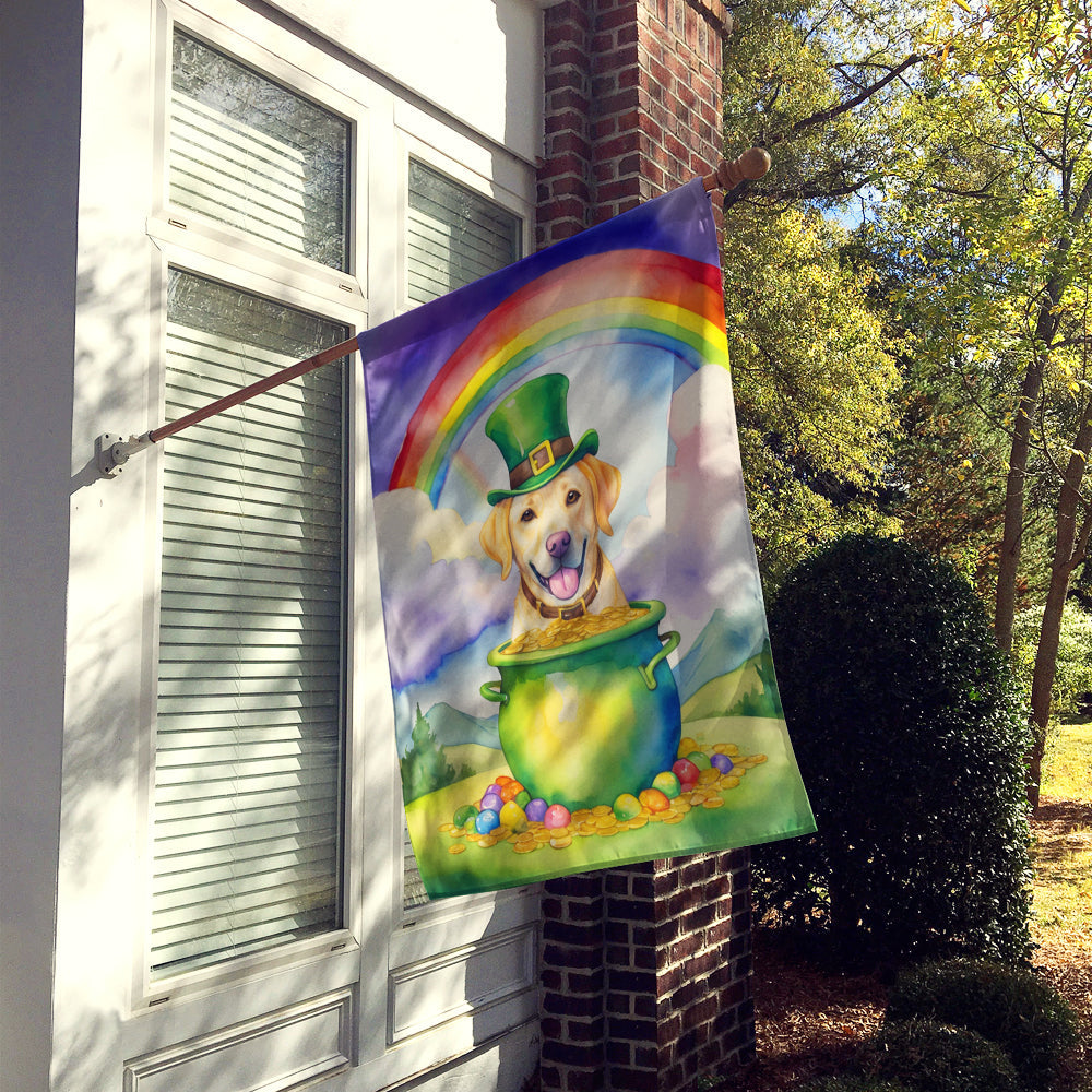 Labrador Retriever St Patrick's Day House Flag 28x40 Porch Sleeve Pole Decorative Outside Yard Banner Artwork Wall Hanging, Polyester