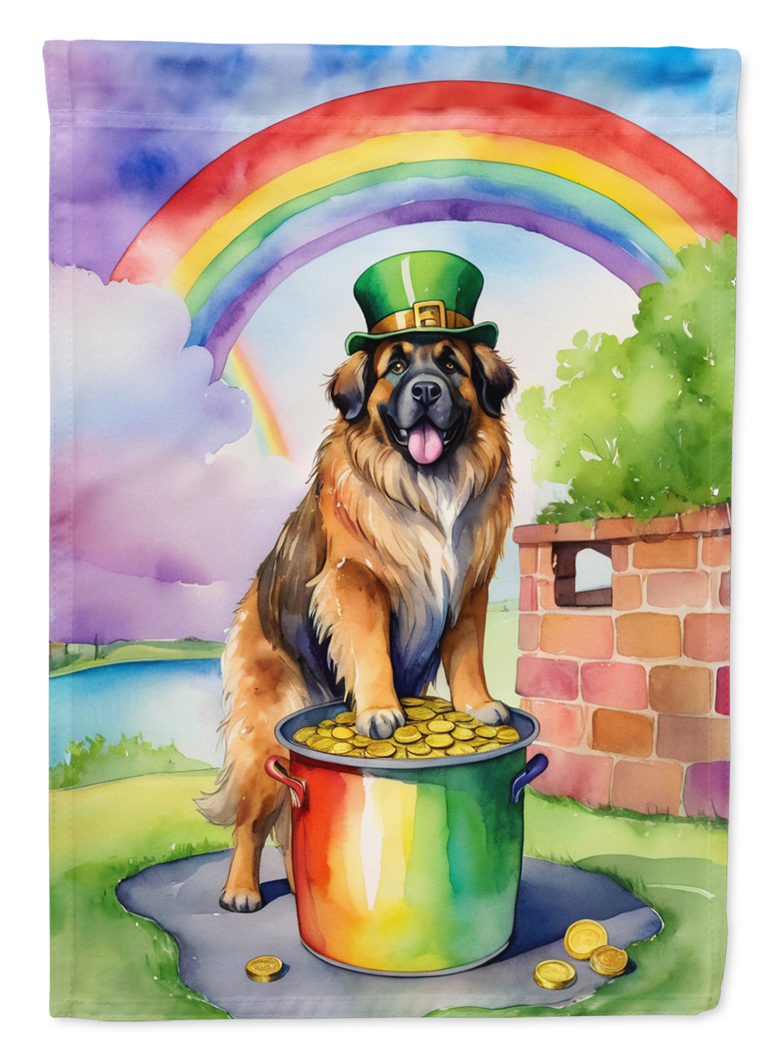 Leonberger St Patrick's Day House Flag 28x40 Porch Sleeve Pole Decorative Outside Yard Banner Artwork Wall Hanging, Polyester